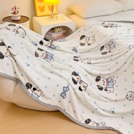 ผ้าห่มฟลานเนล Jie Liya Coral Fleece สำหรับใช้ในออฟฟิศ ผ้าห่มปรับอากาศ ผ้าห่มโซฟา ผ้าห่มนอนในฤดูหนาว 