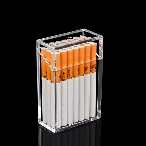 Arylic Cigarette Case Box Hot Saling Clear Transparent Men Portable Reusable Regular size Plastic Ci
