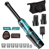 40Ft-lbs 54N.m Seesii Cordless 3/8" Long Neck Ratchet Wrench 6" Extended with 2pcs Batteries&7 Socke