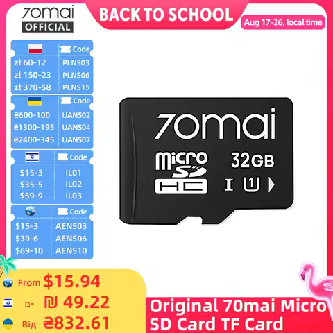 Original 70mai Micro SD Card TF Card UHS-3 Level for 70mai T800 X800 A810 A510 A800SE A800S A500S A2