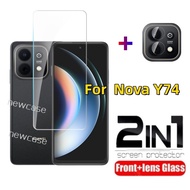 2in1 Screen Protector Tempered Glass For Huawei nova Y74 Y73 4G 2026 Nova Y 74 73 NovaY74 NovaY73 Te