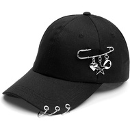 Unisex Pin Iron Ring Baseball Hat Hip Hop K-Pop Snapback Caps Solid Casual Fitted Trucker Hats Women