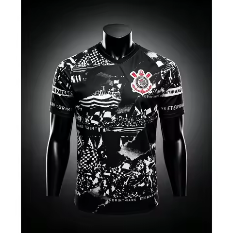 Classic Timão-style Special Soccer Jersey Adult-child V‑Neck Print Short Sleeve Brazil Corinthians C