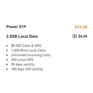 M1 Prepaid Power $19 – 2.5GB Data, $5 IDD Credit, 1,000 Local Mins, 300 SMS | 180-Day SIM Validity /