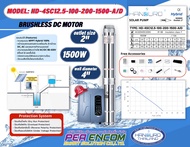 HANDURO ปั๊มบาดาลโซล่าเซลล์ 1500W 2นิ้ว น้ำ 12.5Q รุ่นHD-4SC12.5-100-200-1500-A/D Hybrid Max Head 10