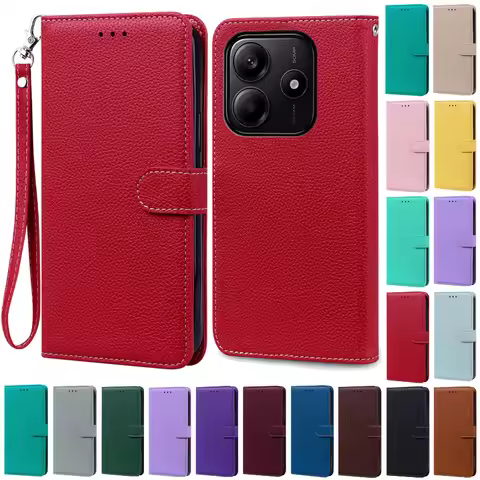 For Redmi Note 14 Case Wallet Flip Leather Cover For Xiaomi Redmi Note 14 4G Case Book Cover For Red