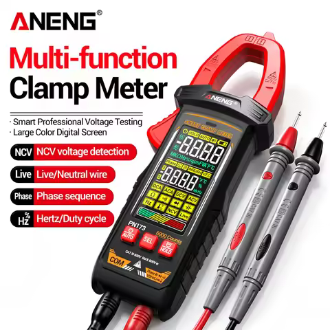 ANENG PN173 Smart Digital Clamp Meter 6000‑Counts 600A AC Current NCV Phase‑Sequence Live‑Wire Detec
