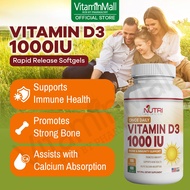 Nutri Botanics Vitamin D3 1000IU - Immune Support Vitamin D3 Supplement - 100 Vitamin D Softgel