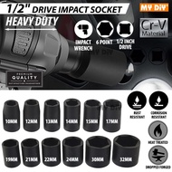 DIY Online4u - 1/2 inch Drive CRV Impact Socket Wrench 6 Point Heavy Duty Black Impact Socket Wrench