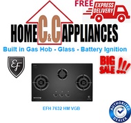 EF Built in Gas Hob - Glass - Battery Ignition EFH 7632 HM VGB | 3 BRASS BURNERS | FREE DELIVERY|