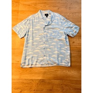 Blue Short-Sleeved Collar Shirt Soft Fabric H&M size s Length 66 Cm Chest 53 Comfortable To Wear Con