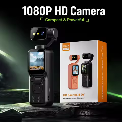 Action Camera 1080P HD Handheld Gimbal 1.4" IPS Screen Pocket Vlog Camcorder 110 Mins Recording Mini