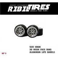 Rubber Tire ALLOY MF9 REBEL TIRES MODEL BBS RS II 10mm ADJUSTABLE AXLE