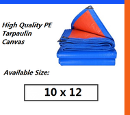 Blue Orange Waterproof Canvas Tarpaulin Sheet Canopy Camping Size 10 feet X 12 feet