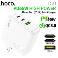 [2024] Hoco 100% C115ดั้งเดิมพับได้ PD 65W 20W 18W ชนิด C ชาร์จเร็วแบบคู่4.0 3.0สำหรับ iPhone 15 Pro