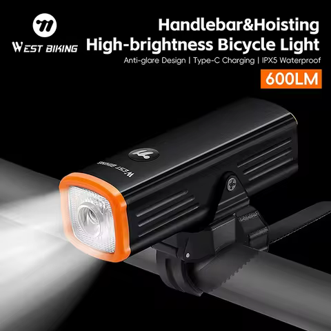 WEST BIKING 600 Lumens Bike Headlight Anti-Glare Cut-Off Line IPX5 Waterproof 3000mAh Type-C Fast Ch