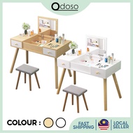 BUNDLE: ODOSO (B2758) Simple Modern Vanity Dressing Table Set With Mirror 2 Sliding Drawers With Cus