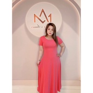 DR800 MINIMALISTIC ROUND NECK COTTON MAXI DRESS