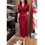 Daamei Yiyuan 2025 Spring Long Dress - V-Neck Slim Fit