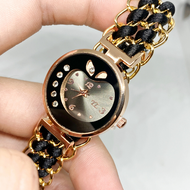 Promo!!!! Jam Tangan Wanita Mewah Terbaru Fashion Korea Desain Motif Buah Tali Nilon Model Serut