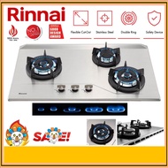 RINNAI RB-3SS-C-S 3 Burner Gas Hob Cooker Hob (Stainless Steel) Built in Gas Stove RB3SSCS Stainless Steel Hob