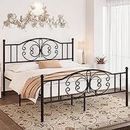 Geltanny King-Size-Bed-Frame-with-Headboard-18 inch high - Platform Metal Bed Frame with Butterfly Pattern Design No Box Spring Needed(Black)