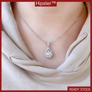 Inlaid Pear-Shaped Moissanite Pendant Platinum Necklace
