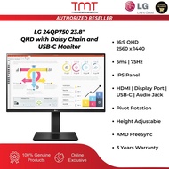 LG 24QP750 Monitor | 23.8" / 16:9 QHD / 5ms / 75Hz | IPS | HDMI / DP / USB-C / Audio Jack | Adjustab