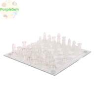 PurpleSun 1Set Craft Crystal Glass Chess Set Acrylic Chess Board Anti-broken Chess Game SG
