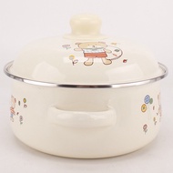 HY&amp; Authentic Enamel Pan Enamel Enamel Soup Pot Old-Fashioned Double Ears with Lid Pot Stew Pot Instant Noodle Pot Induc