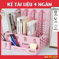 Kệ Sách Để Bàn Học 4 Ngăn Sticker -Khay Đựng Tài Liệu Văn Phòng A4 Lưu Trữ Sách Vở Văn Phòng Phẩm- G