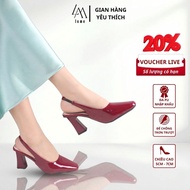 LUME Square Toe Red High Heel Sandals with Shiny Leather Straps, Comfortable Anti-Slip Sole, 7cm Hig