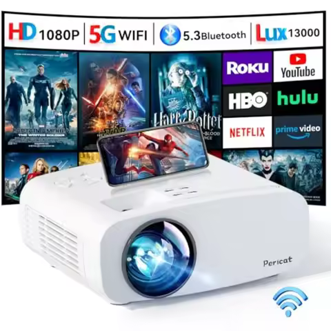 Portable 4K Supported Mini Projector with WiFi and Bluetooth for Home Theater Outdoor Movie Native 1