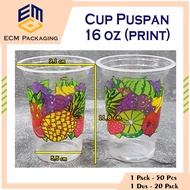 50pcs Plastic Cups 14oz 16oz Puspan Fruit Print | Cup Print 14 oz 16 oz l | Plastic Fruit Juice Cup 