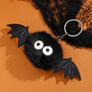 Halloween Bat Fur Ball KeyChain Ghost Key Ring Little Devil Bag Pendant Decoration Bat Plush Doll Mo