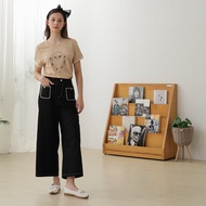 [CUMAR] Large Pocket Crimping Design Wide Pants Black Card