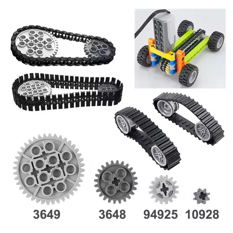 MOC Technical Tracks Wheels Pack Gears Axle Set Tank Chain Crawler compatible for Legoeds 3711 3873 
