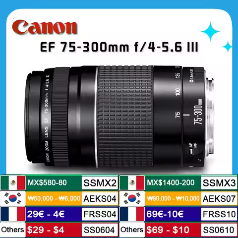 Canon EF 75-300mm f/4-5.6 III Telephoto Zoom Lens for Canon SLR Cameras 100D 200D 750D 760D 77D 1200