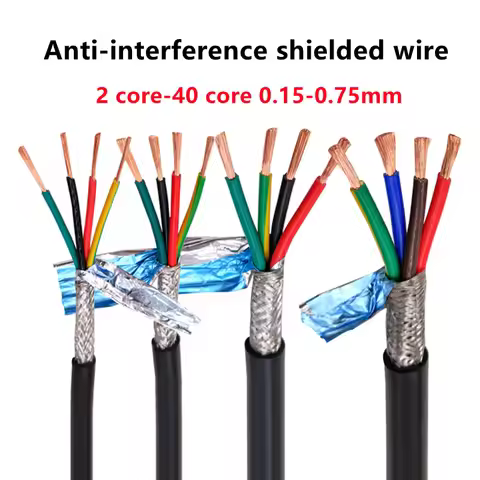 Shielded cable 18AWG 2/3/4/5/8 core 26/24AWG 22AWG/20AWG 10-24 core shielded wire Pure copper RVVP c