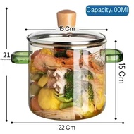 Instant noodle pot high borosilicate glass pot with lid glass small hot pot double-handled soup pot 