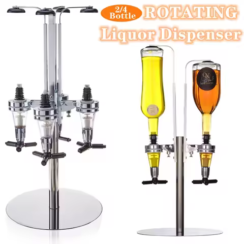 2/4 Bottle Rotating Liquor Dispenser, Standing Beverage Dispenser, Home Bar Accessories, Rotate Wine