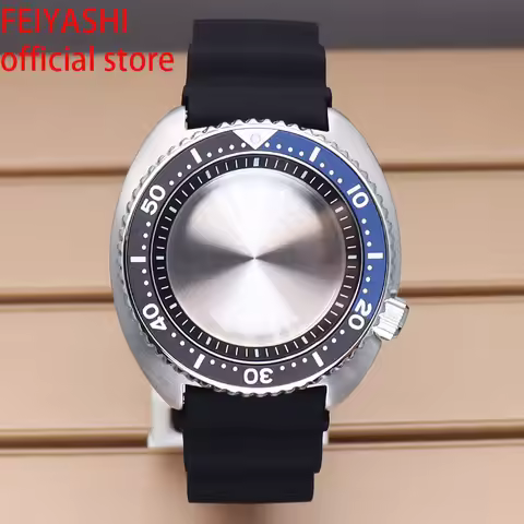 45mm Steel Dive Watch Case Rubber Bracelet For Turtle Abalone Seiko NH35 NH34 NH36 NH38 4R36 Movemen