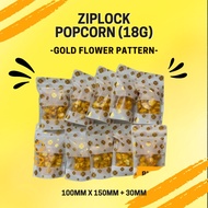 Doorgift PopCorn with ziplock 18g (ลายดอกไม้สีทอง)