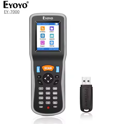 Eyoyo 2D Wireless Barcode Scanner Handheld Data Collector Inventory Counter Scanner LCD Screen Porta