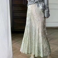 Sparkling Skirt Sequin Fairy High Waist Fashion Fishtail Waist Long Skirt