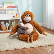 Realistic Gibbon Plush Toy 35cm Soft Mom Baby Stuffed Animal Gift