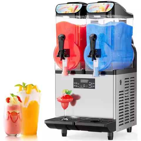 Commercial Slushy Machine 2x15L Tank Margarita Maker 1000W Stainless Steel Smoothie Frozen Drink Mak