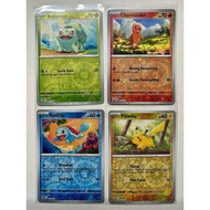 151 English Pokemon TCG Cosmo Holo Starter Set (Charmander, bulbusaur,squirtle, pikachu)