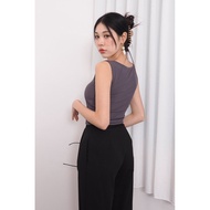 MADEBY3INUTE Wesley Square Neck Padded Basic Top (Ver. 2) in Gun Metal