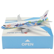 Simulation Airplane Model Airbus A320 Thailand Bangkok Air Fish Painter A320 Bangkok Fish Metal 16cm